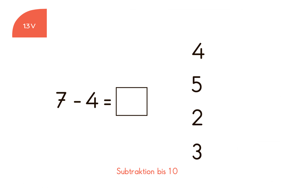 Kartensatz Subtraktion bis 20  1.Klasse   
