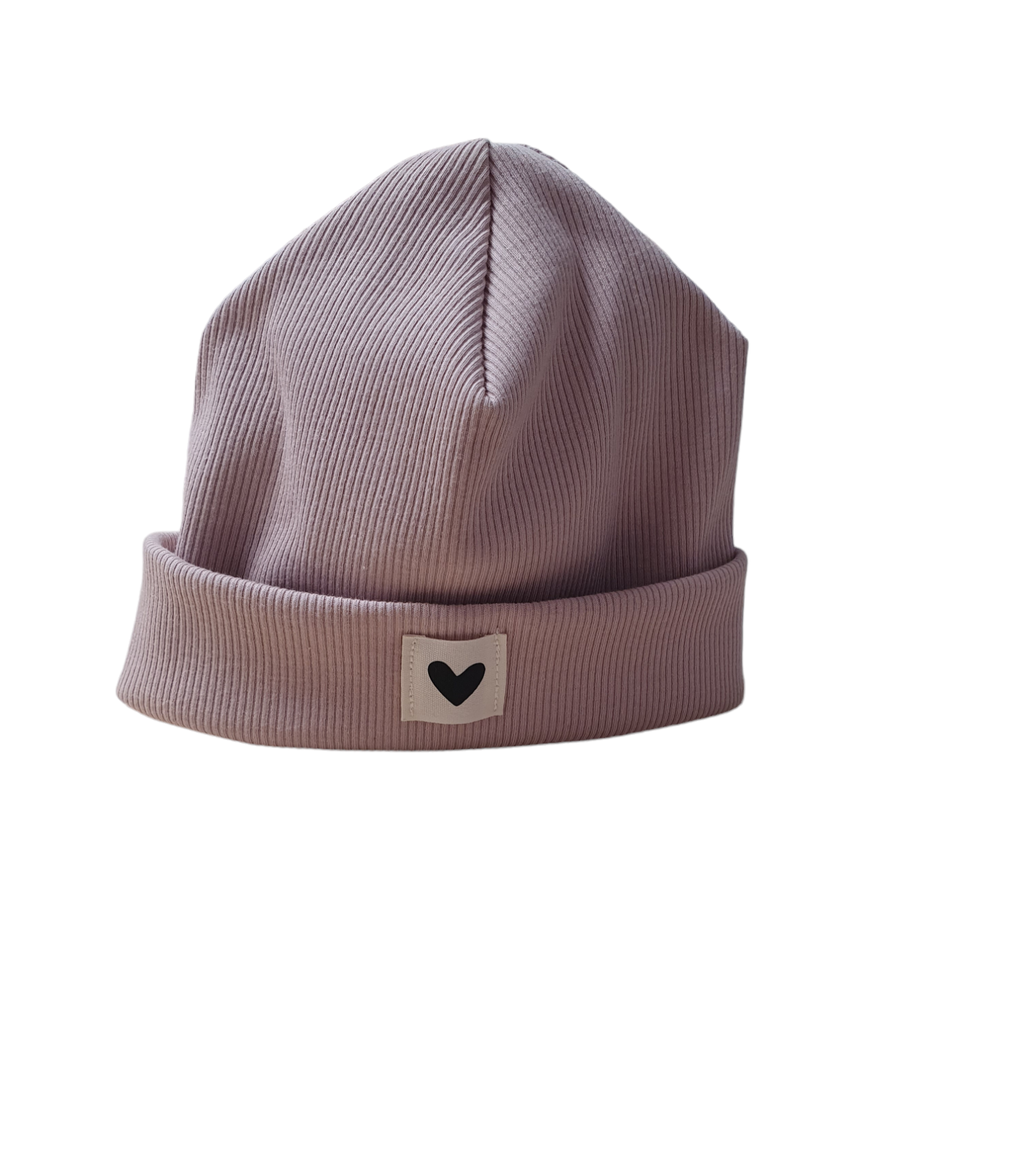 Rib Beanie altrosa mit Patch Herz