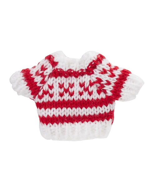 Mini Strickpullover weiß/rot 3,5x5cm