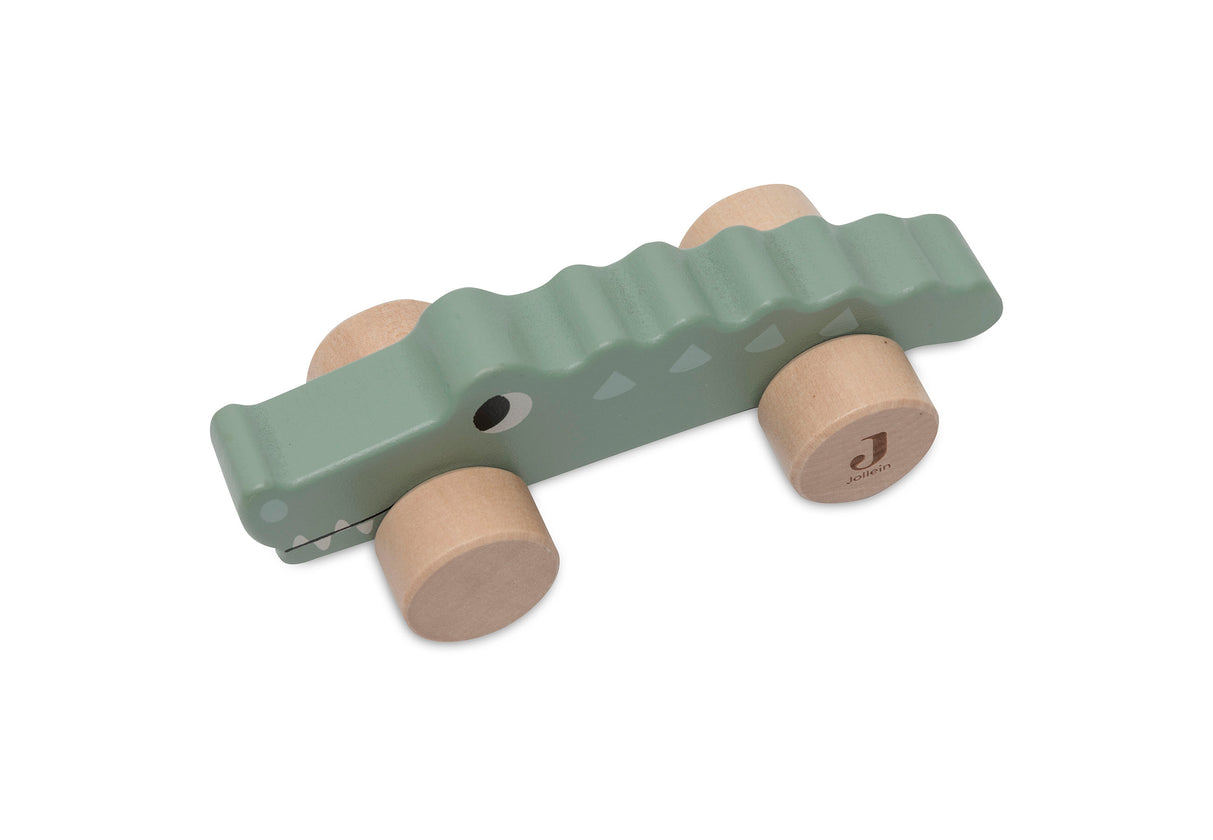 Holzkrokodil auf Rädern 