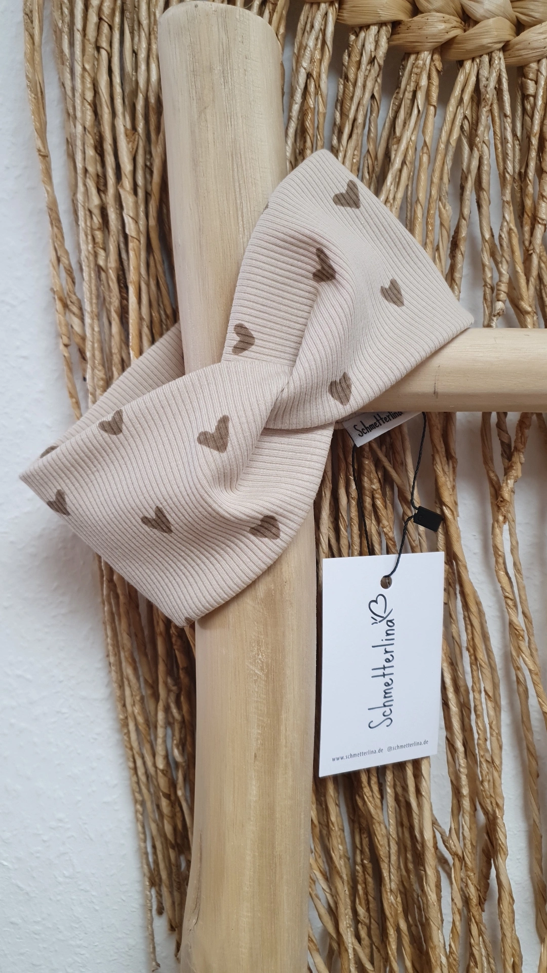 Stirnband Herzen beige 