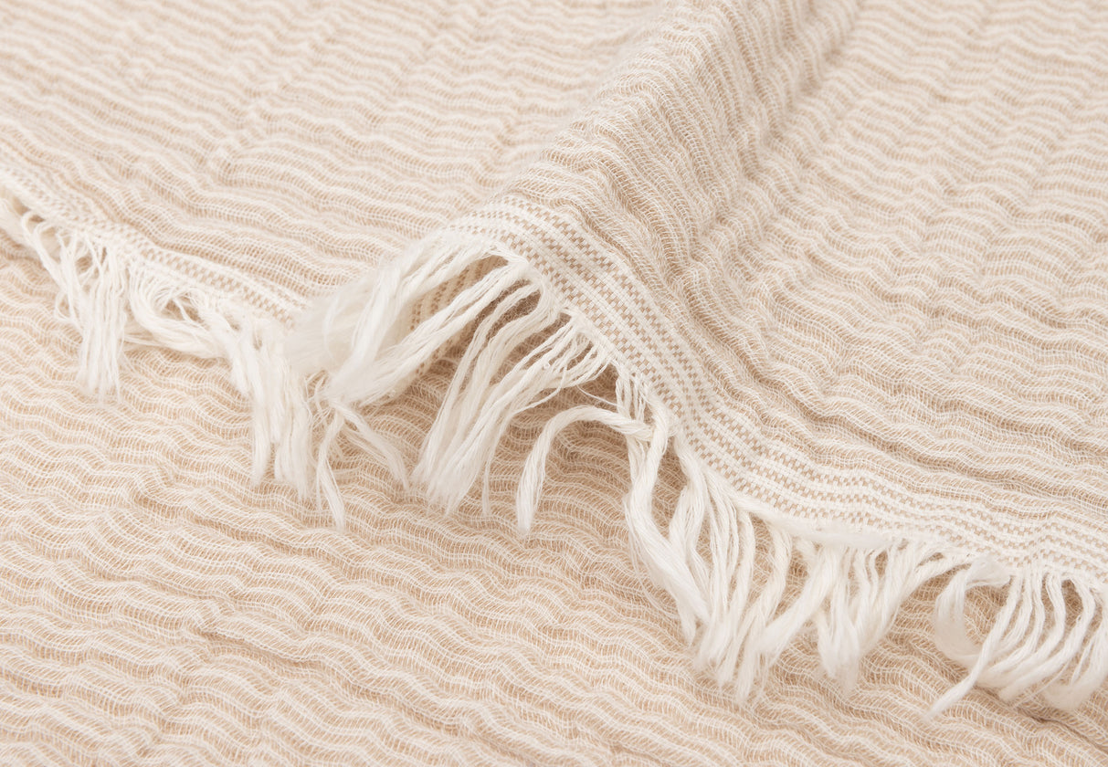 Decke Musselin 75x100 fringe Stripes biscuit