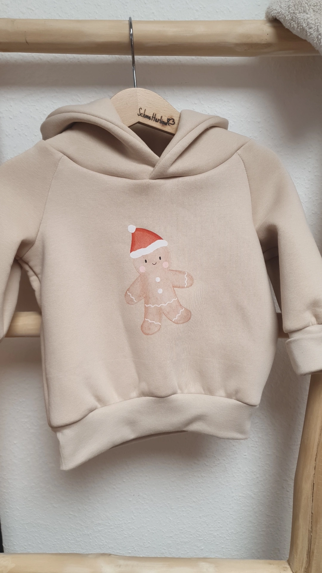 Hoodie beige mit Lebkuchenmann 