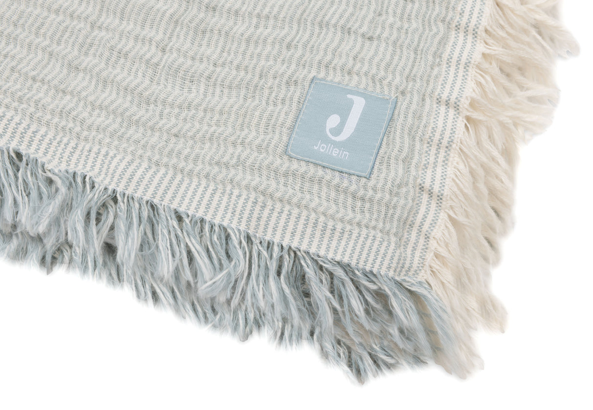 Decke Musselin 75x100 fringe Stripes Sea green