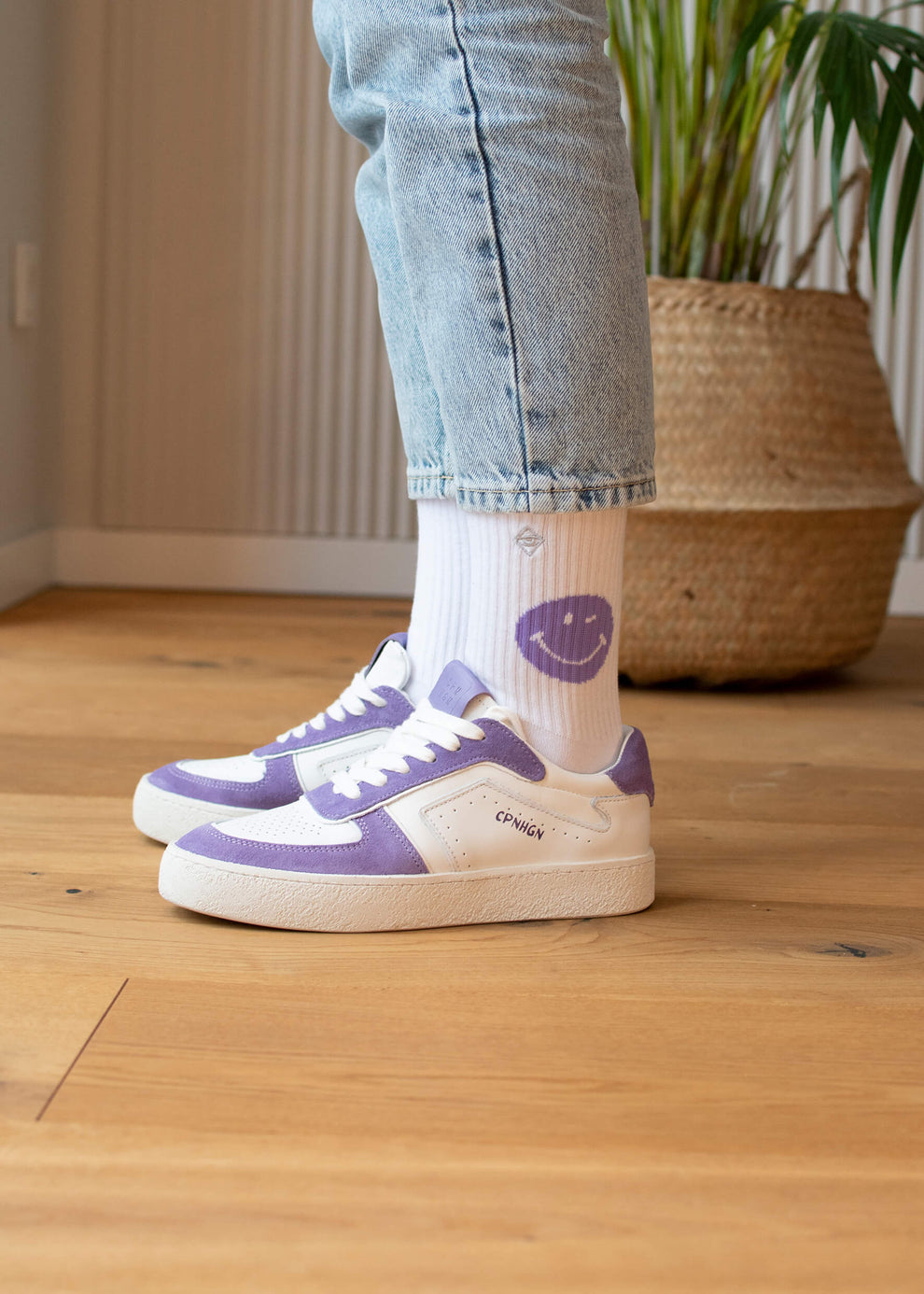 J-Clay Socken Smiley lila Erwachsene 