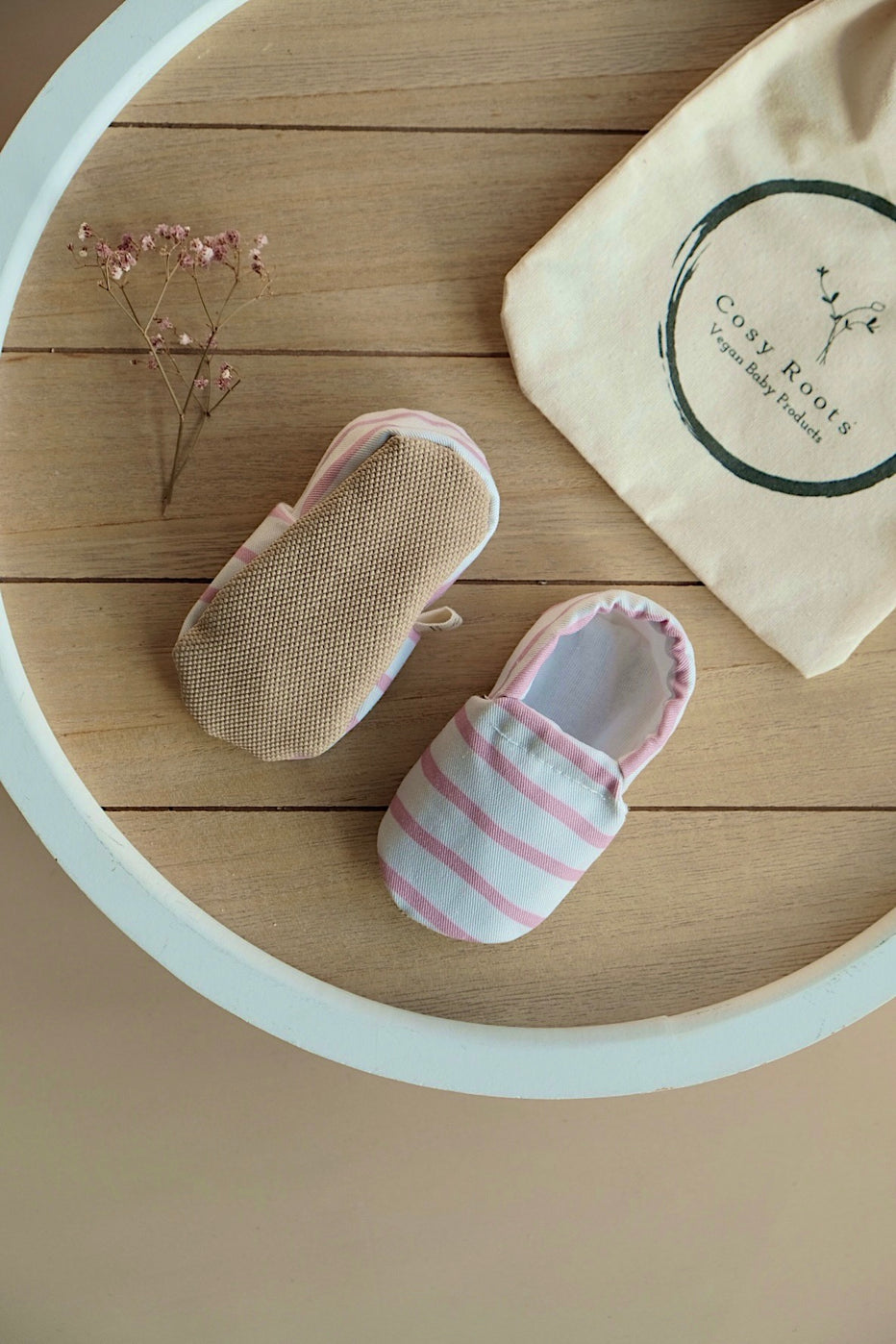 Vegan shoes - striped pink 