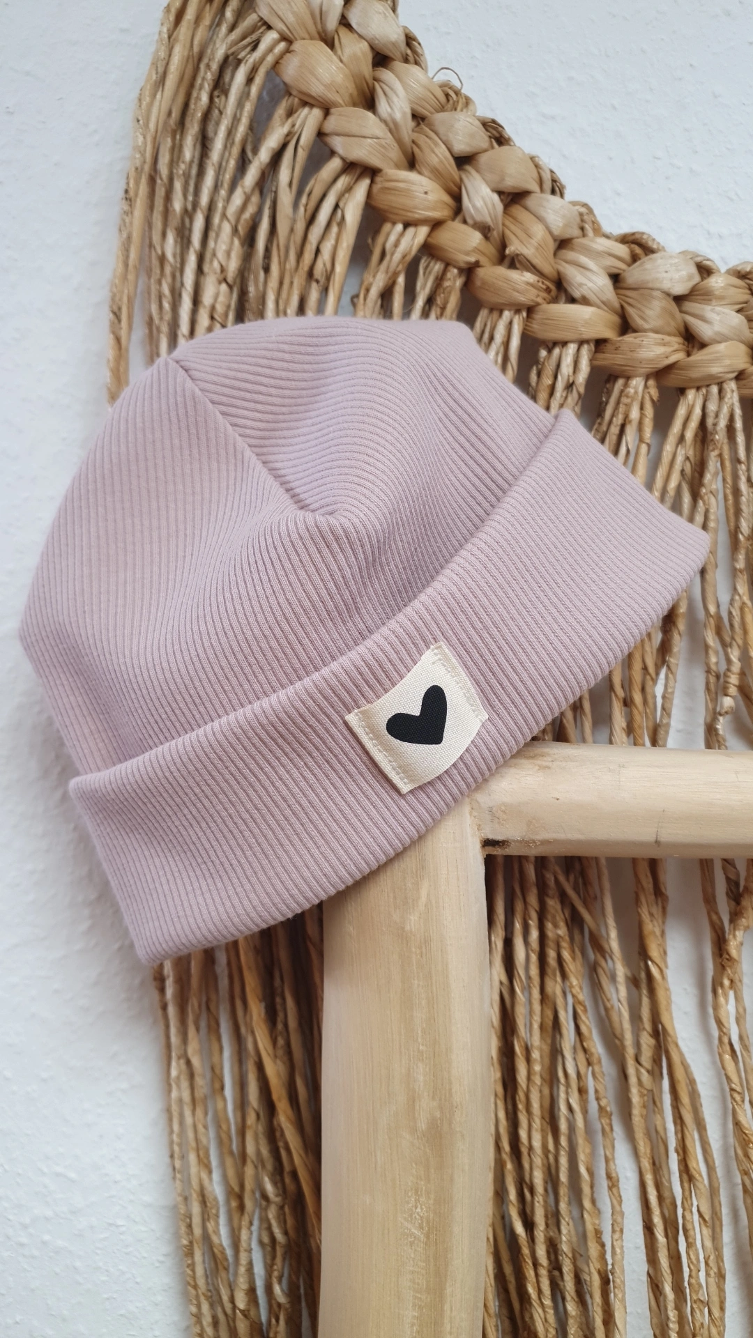 Rib Beanie altrosa/Herz
