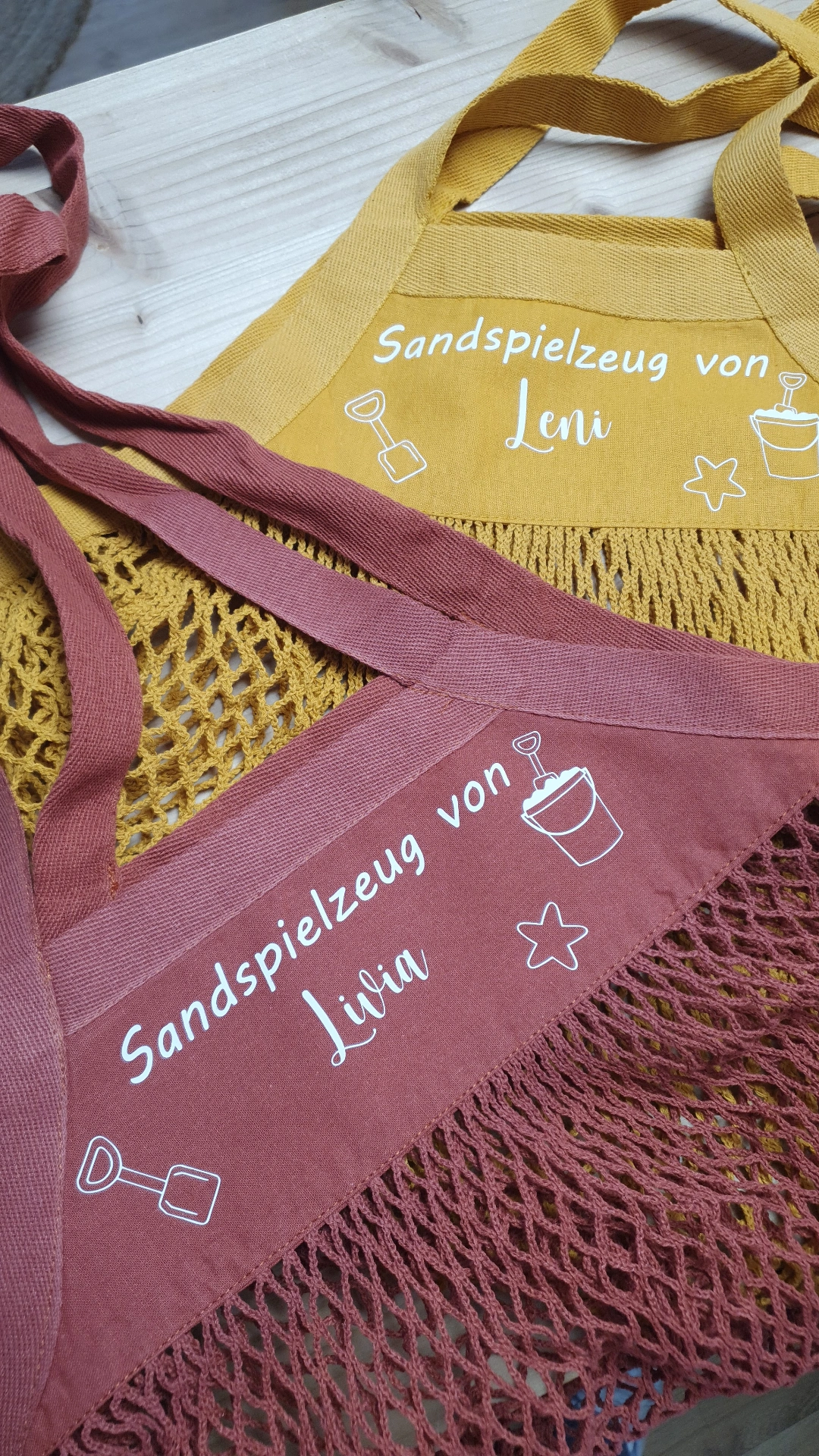 Netztasche für Sandspielzeug/Buddeltasche/Strandtasche