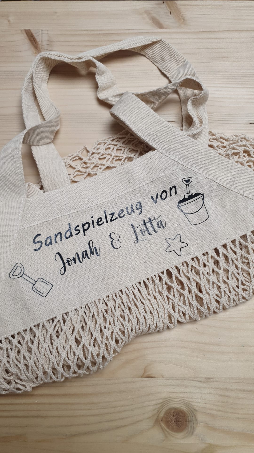 Netztasche für Sandspielzeug/Buddeltasche/Strandtasche