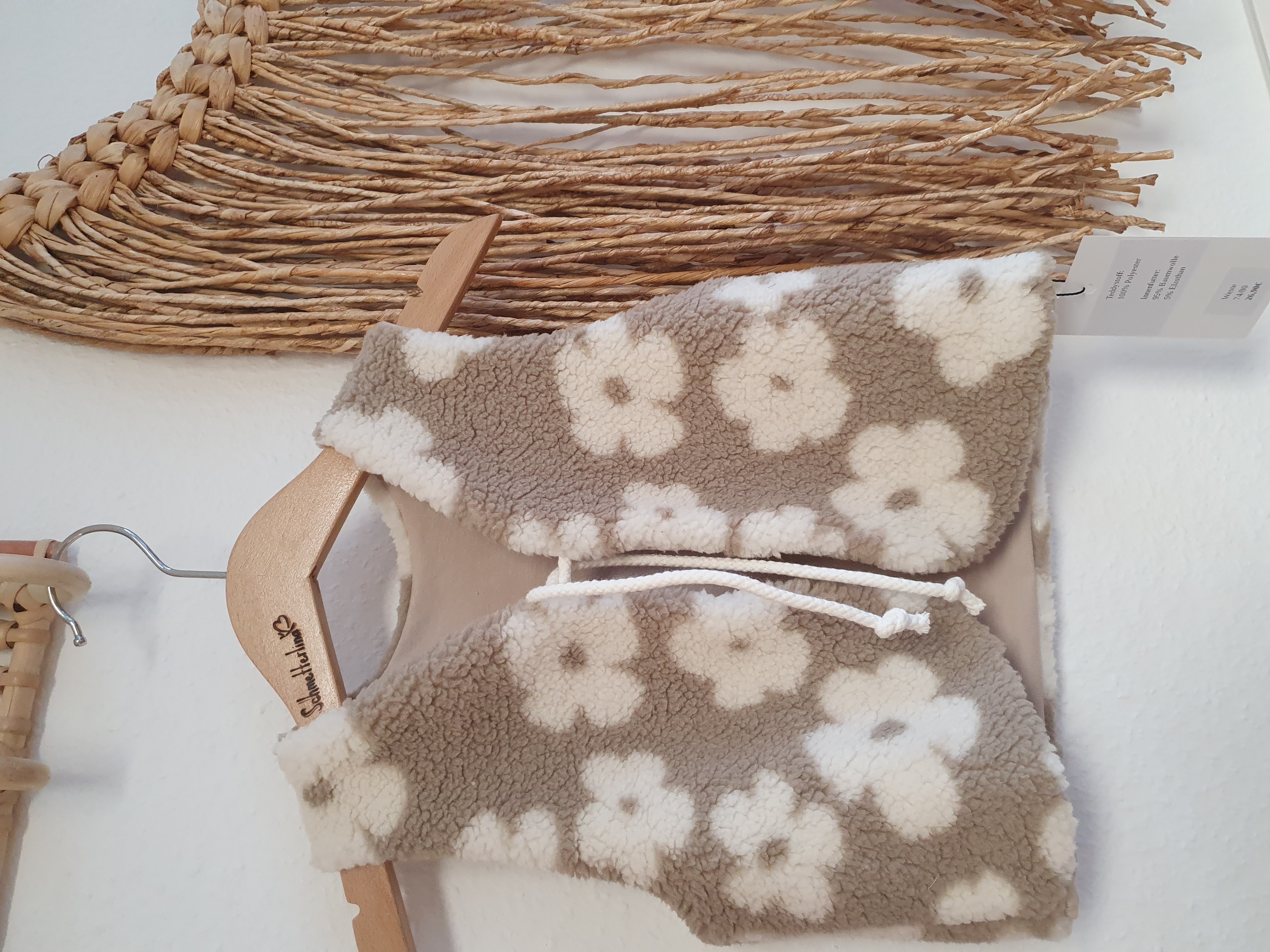 Weste Teddy Blume dunkelbeige