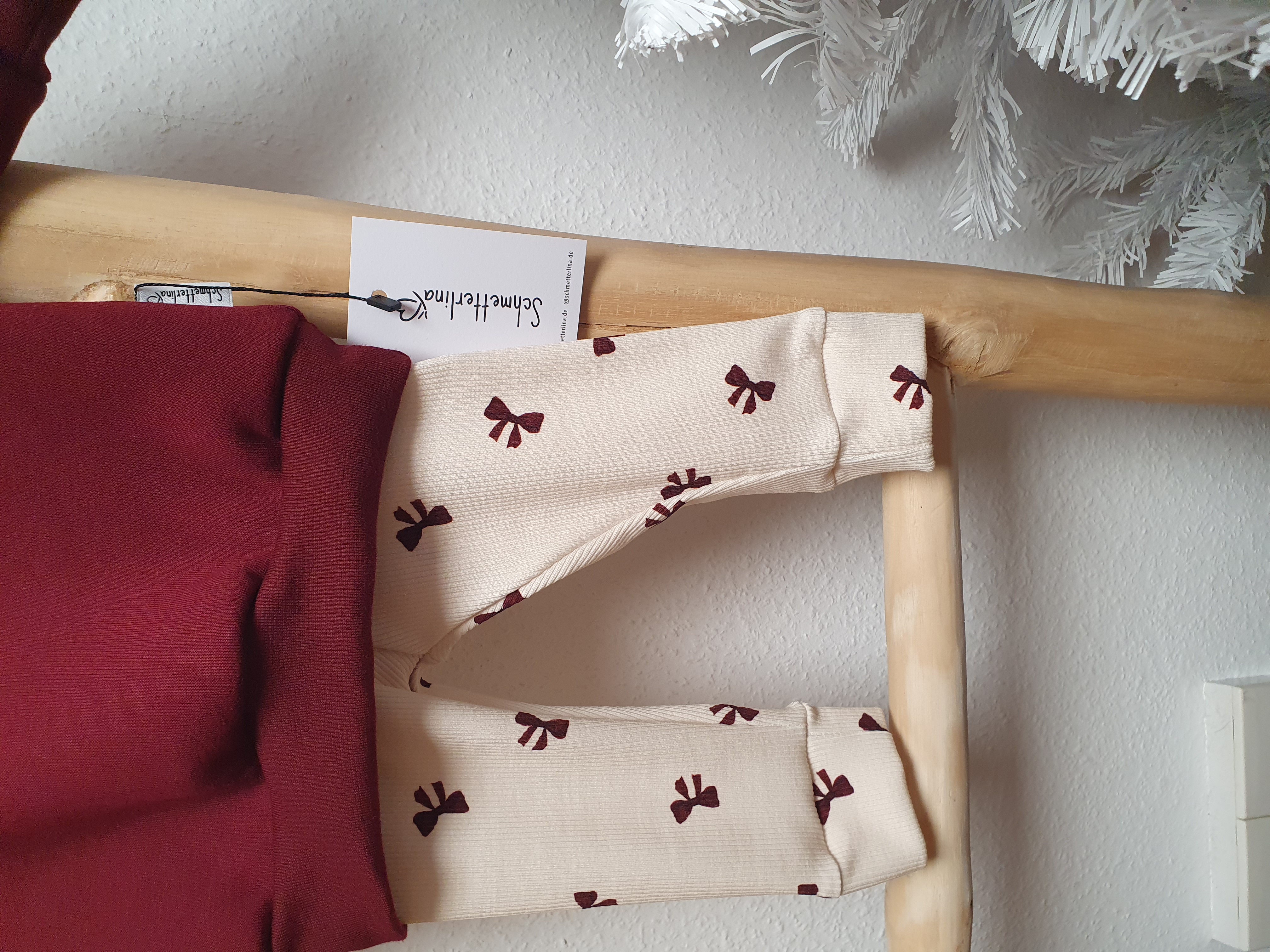 Leggings Rib Schleifen bordeaux 