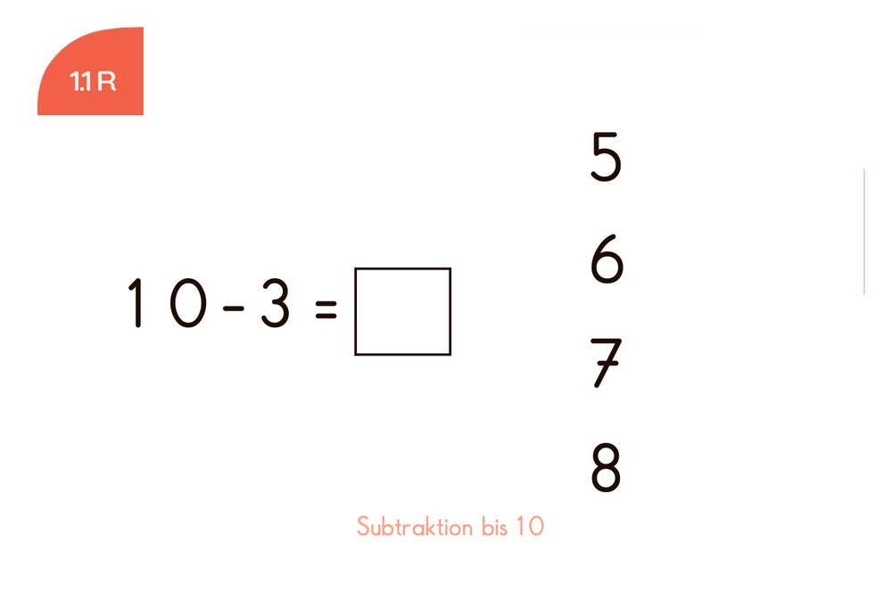 Kartensatz Subtraktion bis 20  1.Klasse   