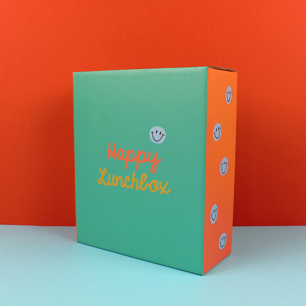 Lunchbox Smile grün/ocker/hellblau