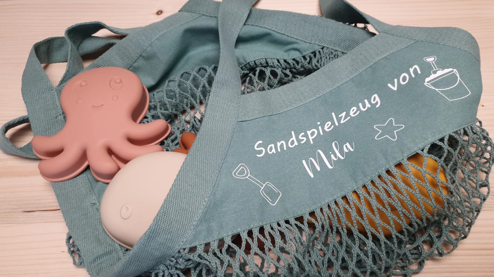 Netztasche für Sandspielzeug/Buddeltasche/Strandtasche