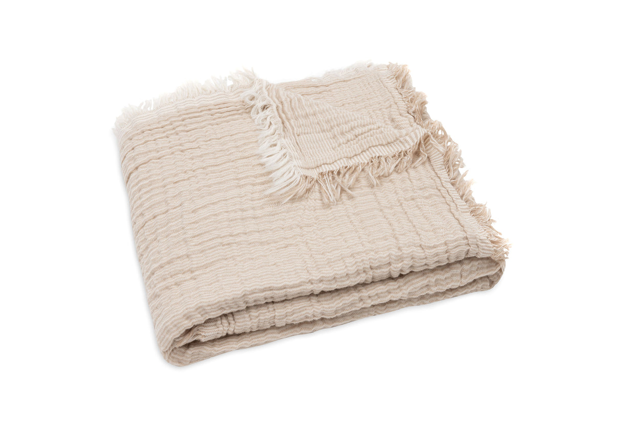 Decke Musselin 75x100 fringe Stripes biscuit