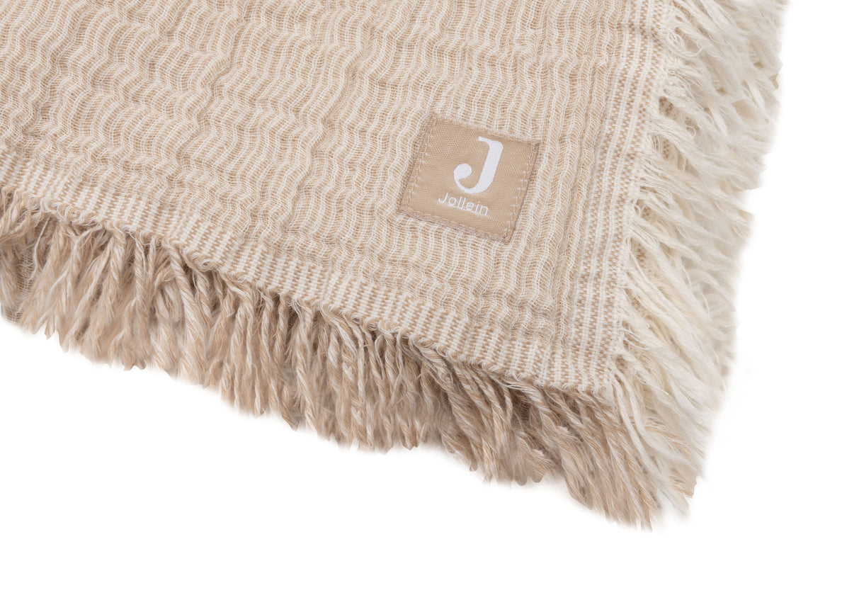 Decke Musselin 75x100 fringe Stripes biscuit